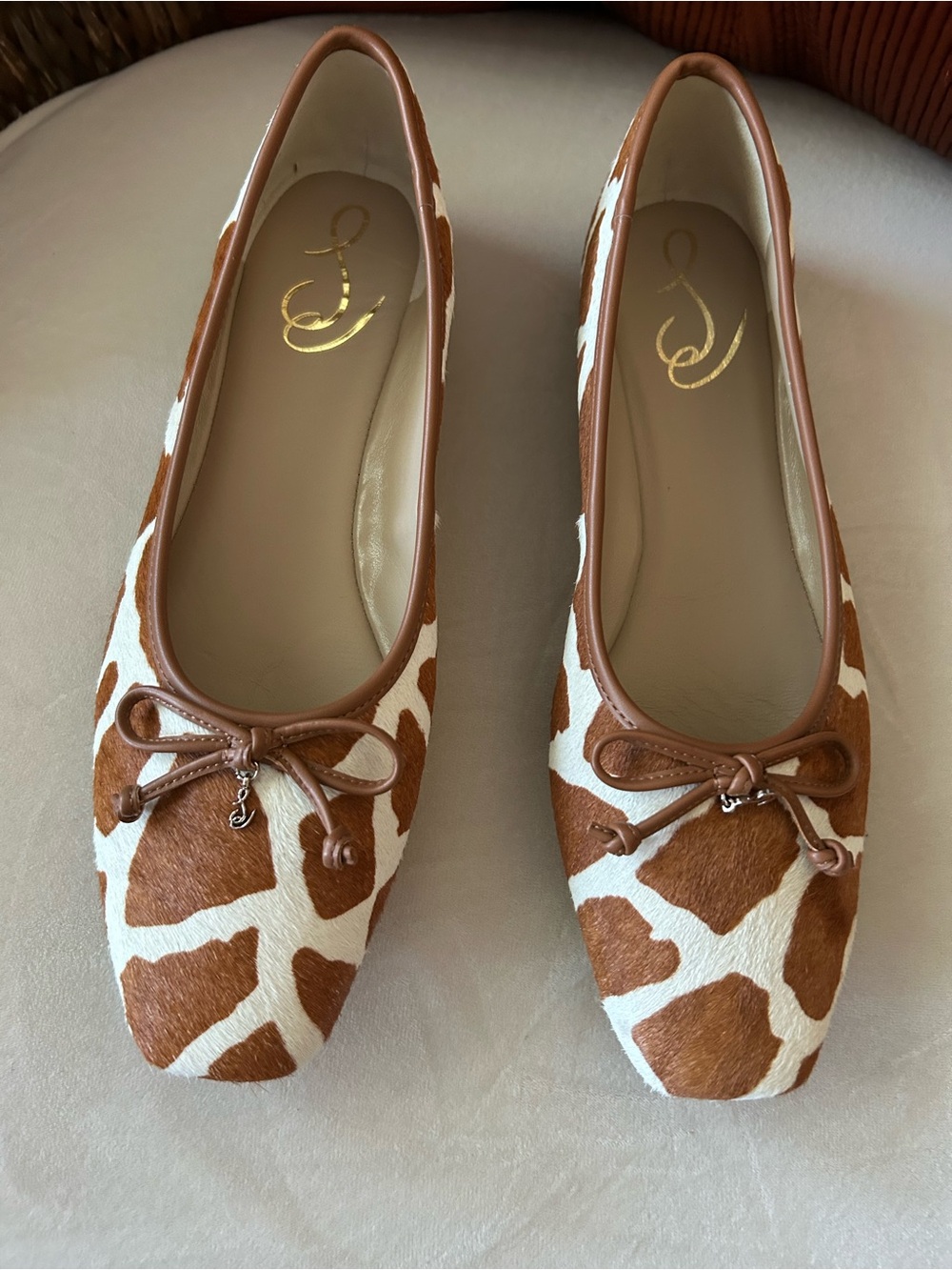 Sam Edelman Brown & White Giraffe-Print Ballet Flats
